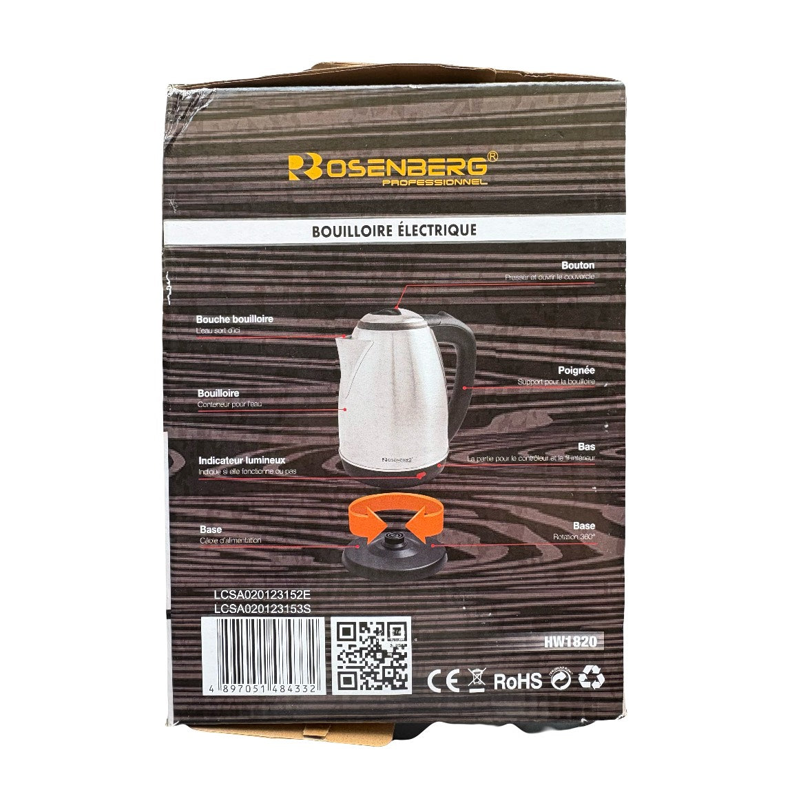 Rosenberg 1,8L Wasserkocher (Edelstahl)