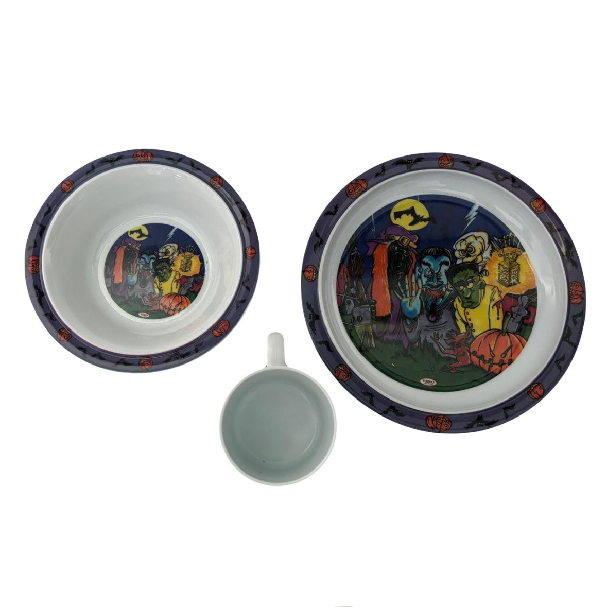 Vero Kindergeschirr 3-Set Halloween Teller, Schüssel, Tasse