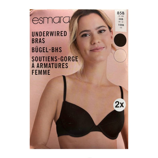 Damen Bügel BHs, 2-Stück mit verstellbaren Trägern 85B