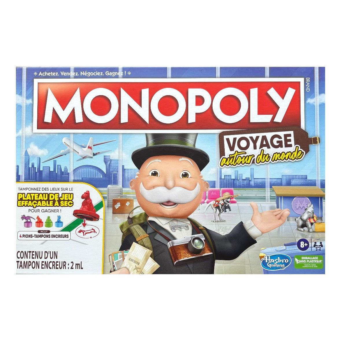 Monopoly Hasbro Reise um die Welt, für Familie und Kinder (Französische Variante)