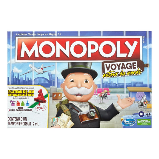 Monopoly Hasbro Reise um die Welt, für Familie und Kinder (Französische Variante)