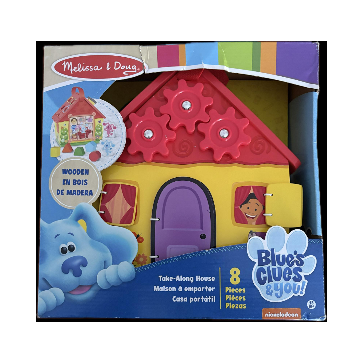Melissa & Doug Blue's Clues & You! Holzhaus für unterwegs Spielset zum Sortieren